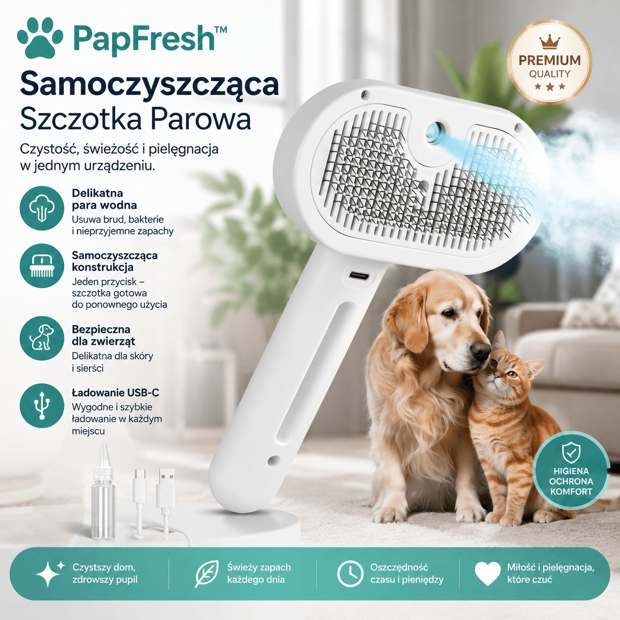 PapFresh™ Samoczyszcząca Szczotka Parowa